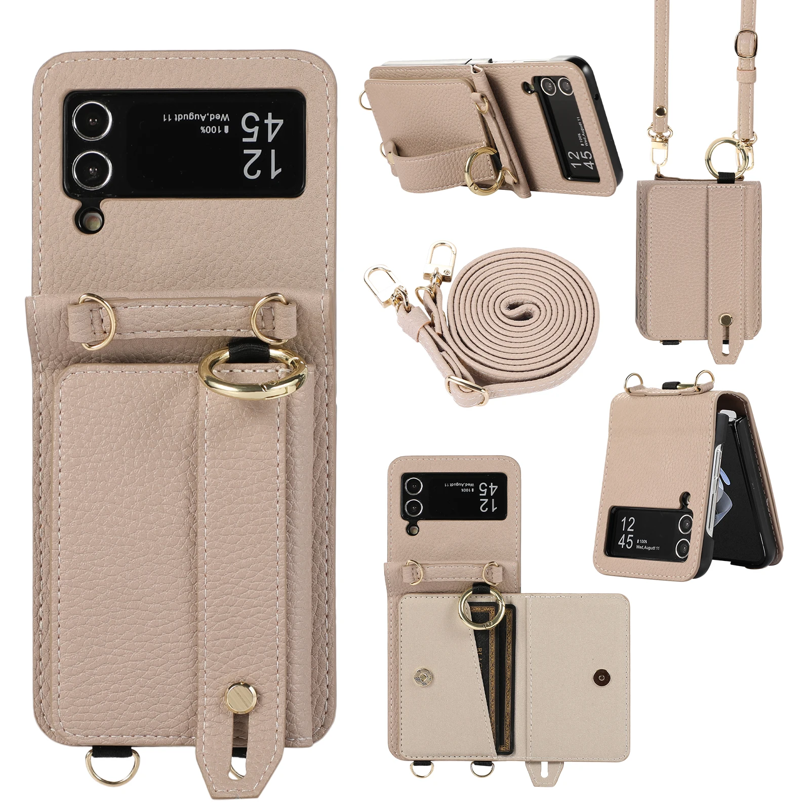 Funda de cuero para Samsung Galaxy Z Flip vista frontal
