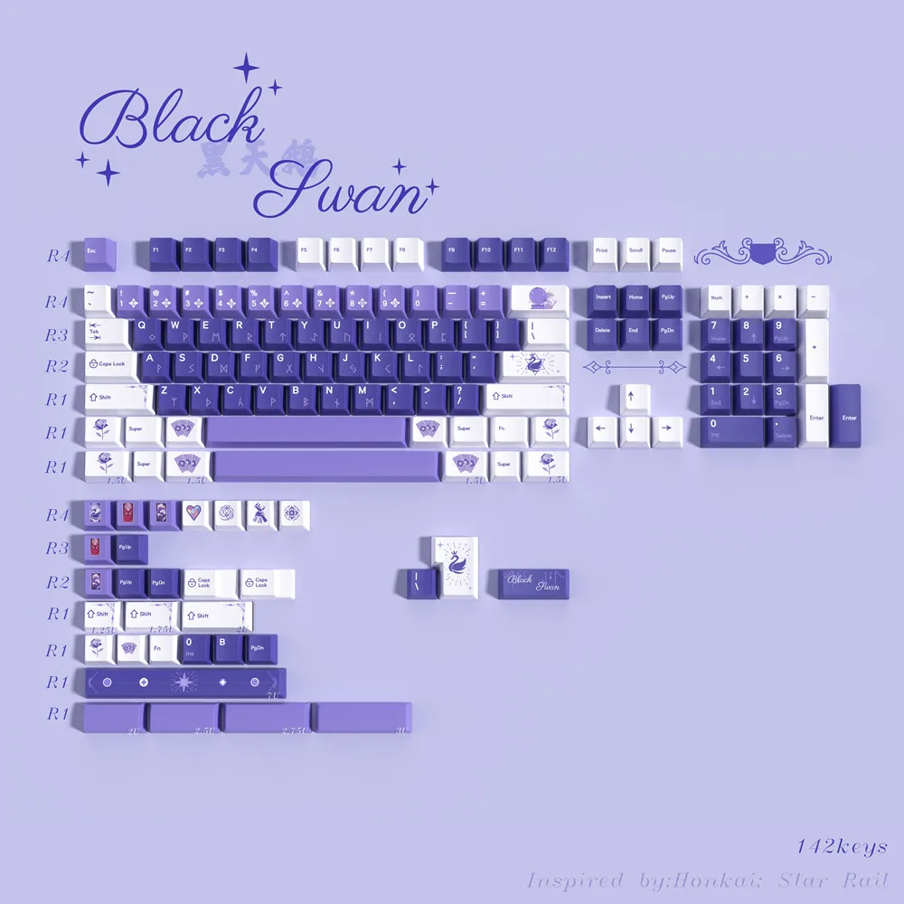 Teclas PBT negras para teclado - perfil Cherry, a prueba de luz