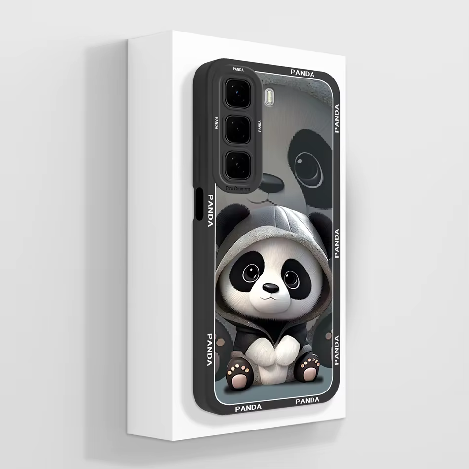 Funda de silicona líquida con diseño de panda para Infinix Hot 50