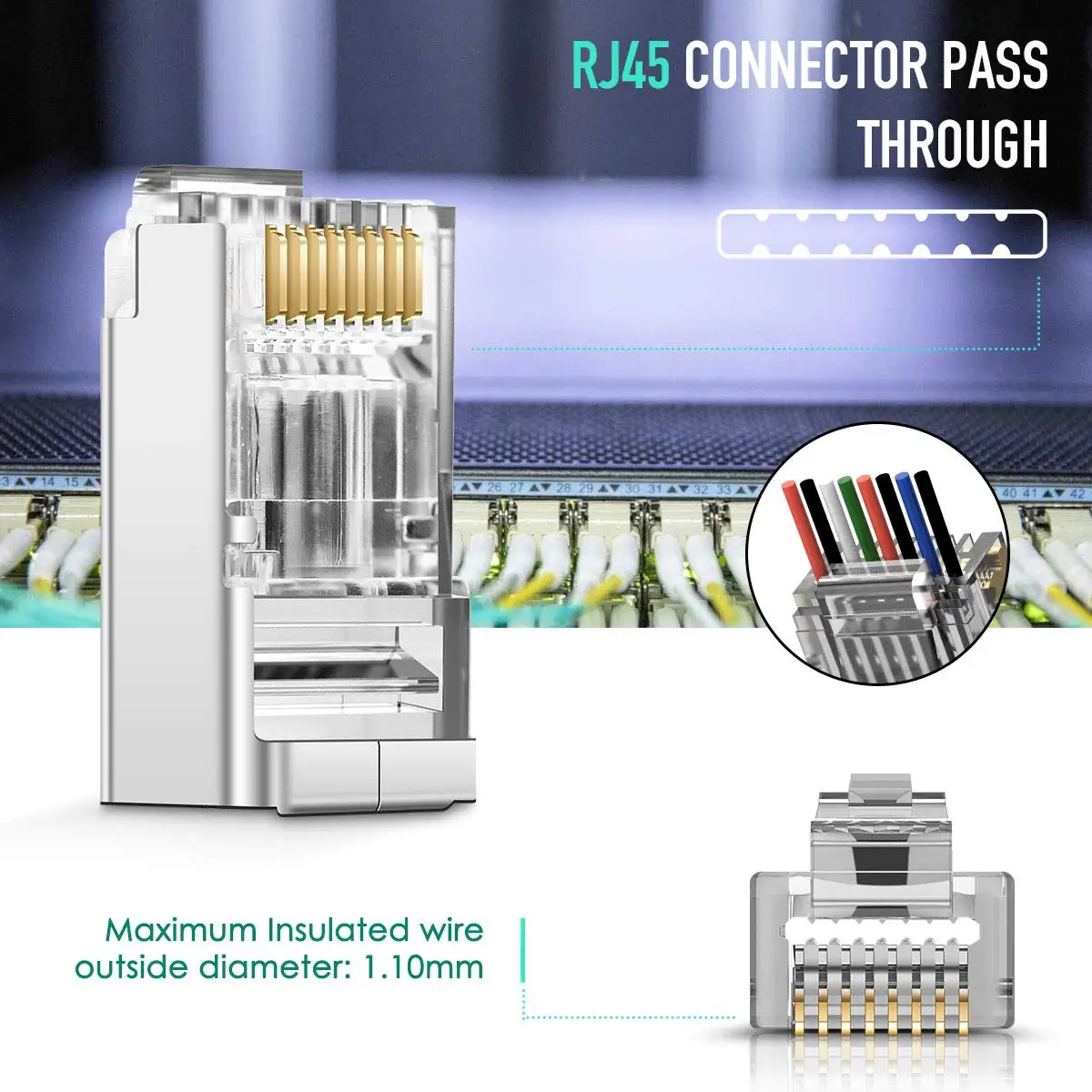 ZoeRax Conector RJ45 Blindado Enchufe Modular CAT5e CAT6