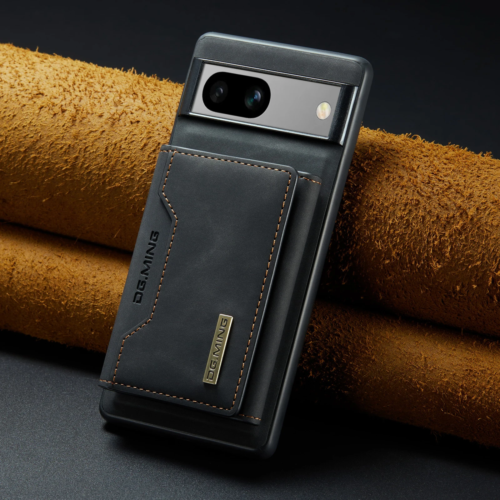 Funda de cuero magnética para Google Pixel vista frontal