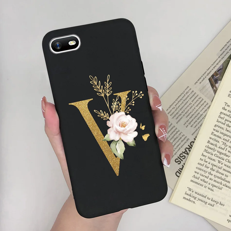 Funda de silicona OPPO A1K con diseño floral y letras - imagen 3