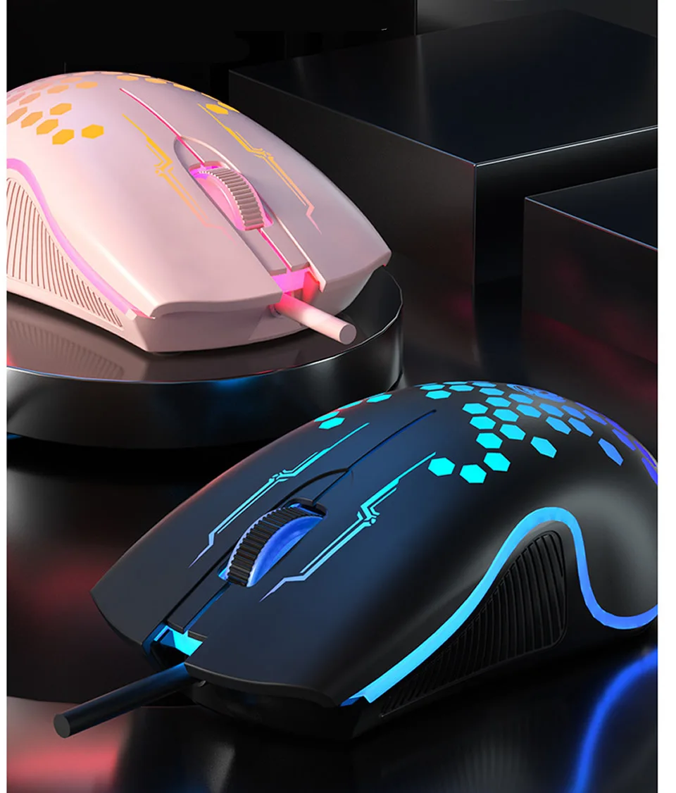 Ratón gaming HKZA con diseño honeycomb y RGB