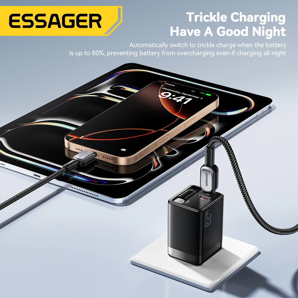 Essager Cable USB-C a USB-C 100 W PD con indicador LED - imagen 5
