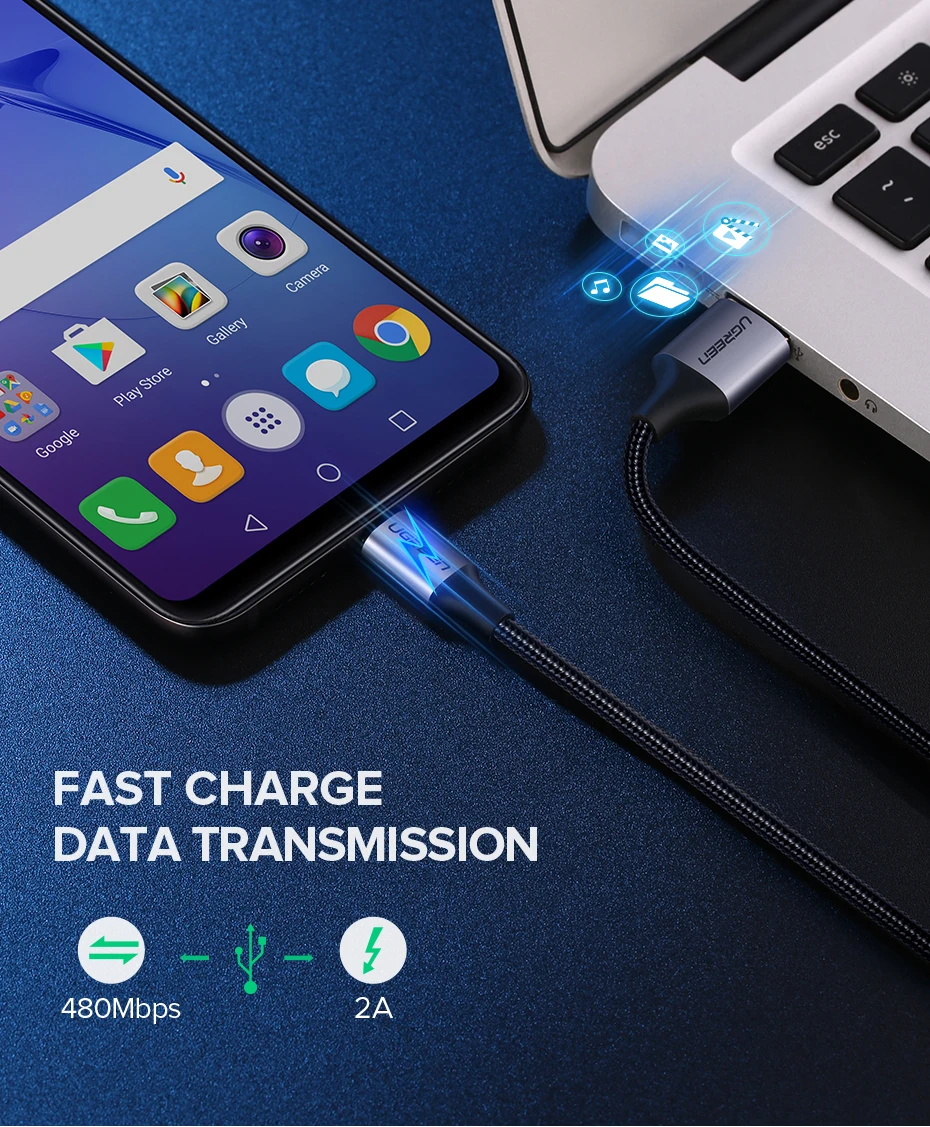 UGREEN Cable Micro USB 3A 1,5 m - Carga rapida y datos - imagen 2