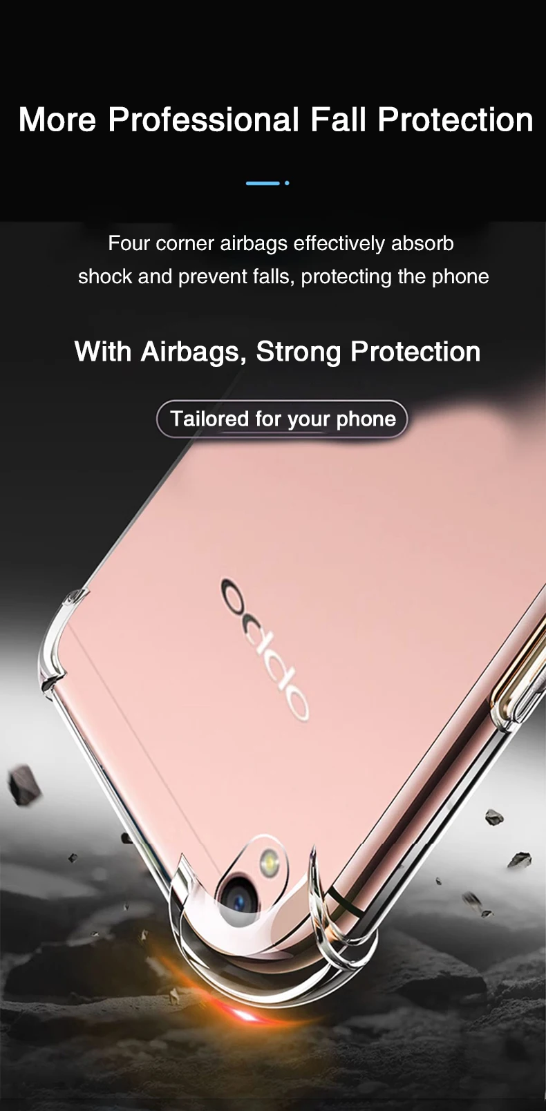 Funda transparente instalada en OPPO A37