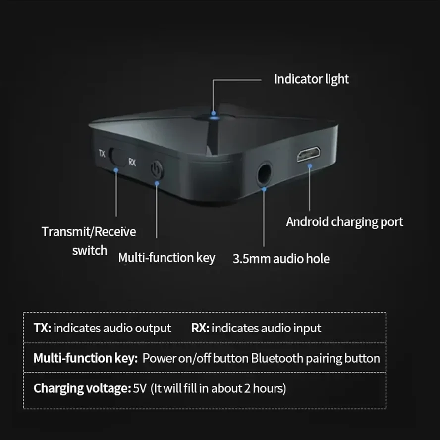 Convertidor Bluetooth 4,2 compacto para audio cableado