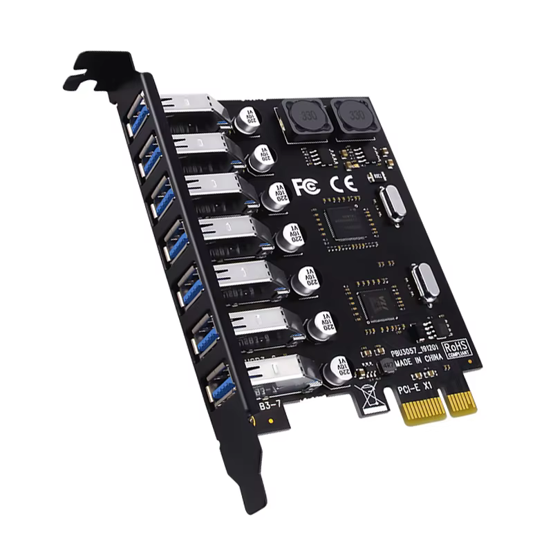 Siete puertos USB 3.0 en la tarjeta de expansión