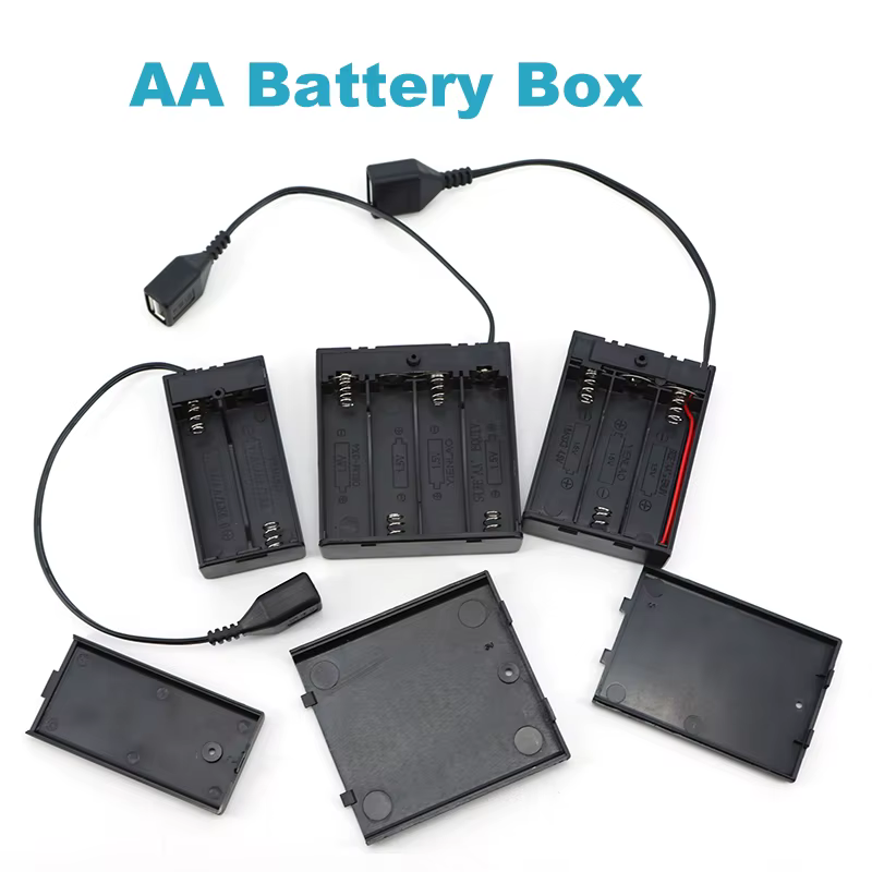 Caja de batería Gakaki negra con interruptor y puerto USB