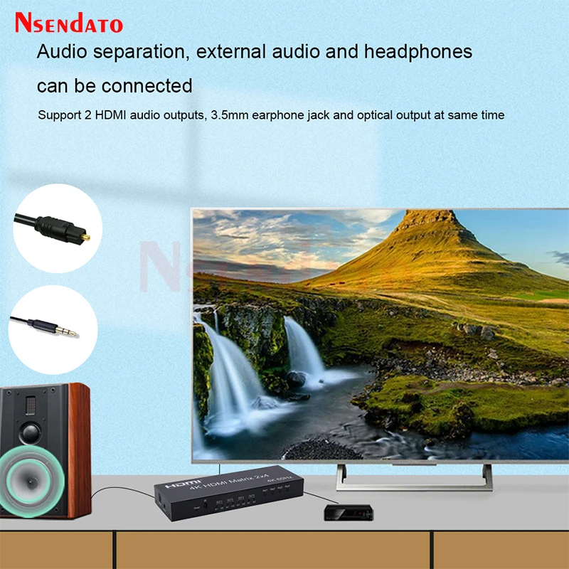 HDMI Matrix 2x4 4K60Hz - Divisor con Audio SPDIF AUX para PS3/4 TV - imagen 4