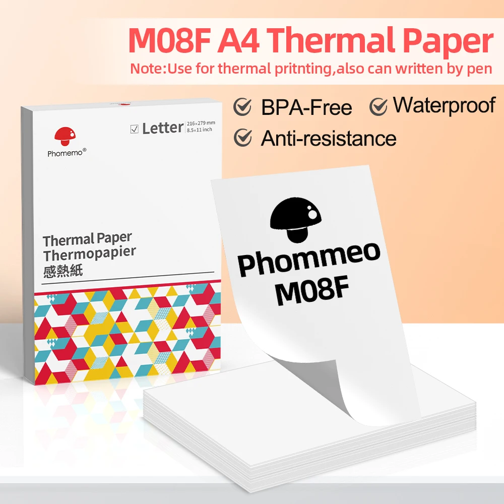 Papel térmico A4 Phomemo M08F