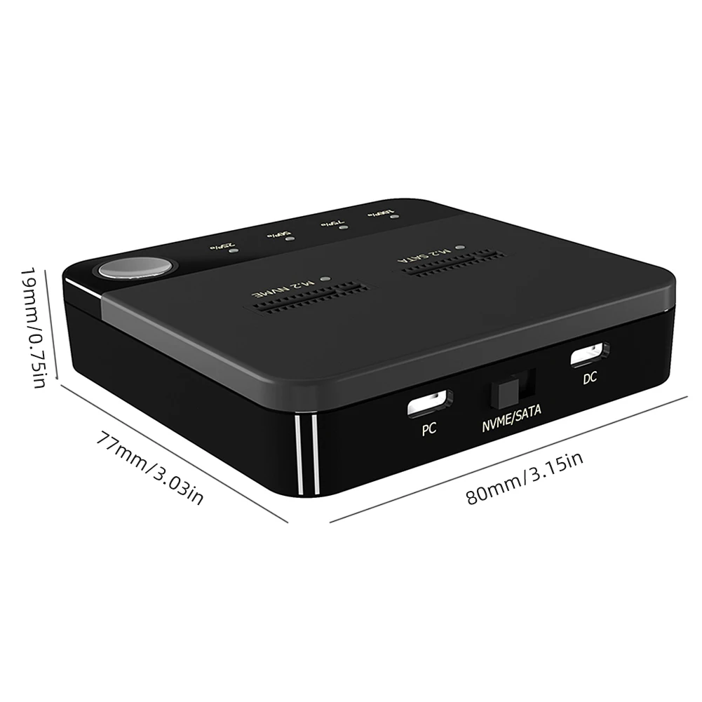 Clonador M.2 SATA/NVMe de doble bahía para disco duro con LED - imagen 5
