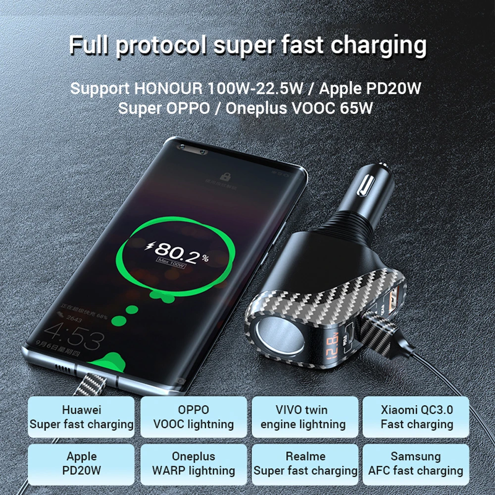 Cargador Coche 100W USB-C PD QC 4 Puertos – Carga Rápida Universal - imagen 5