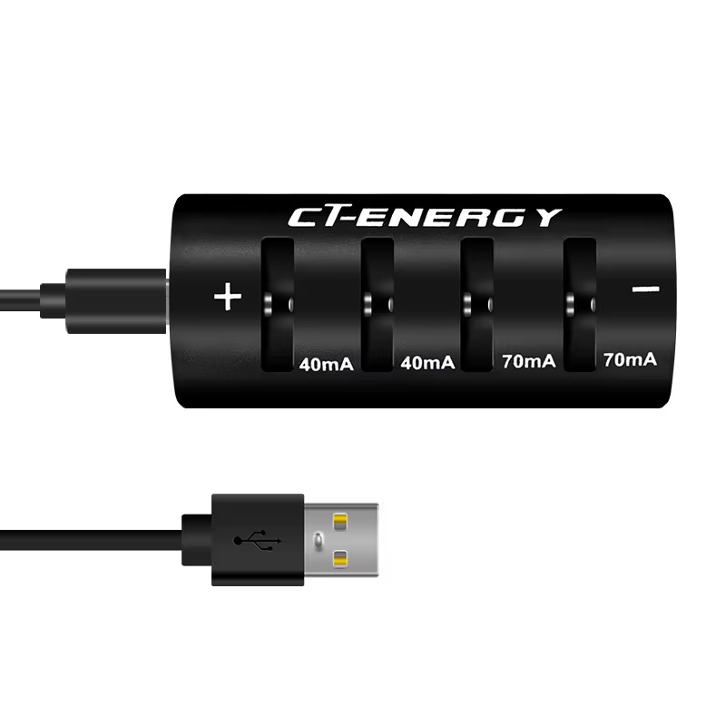 Detalle del puerto USB y ranuras de carga