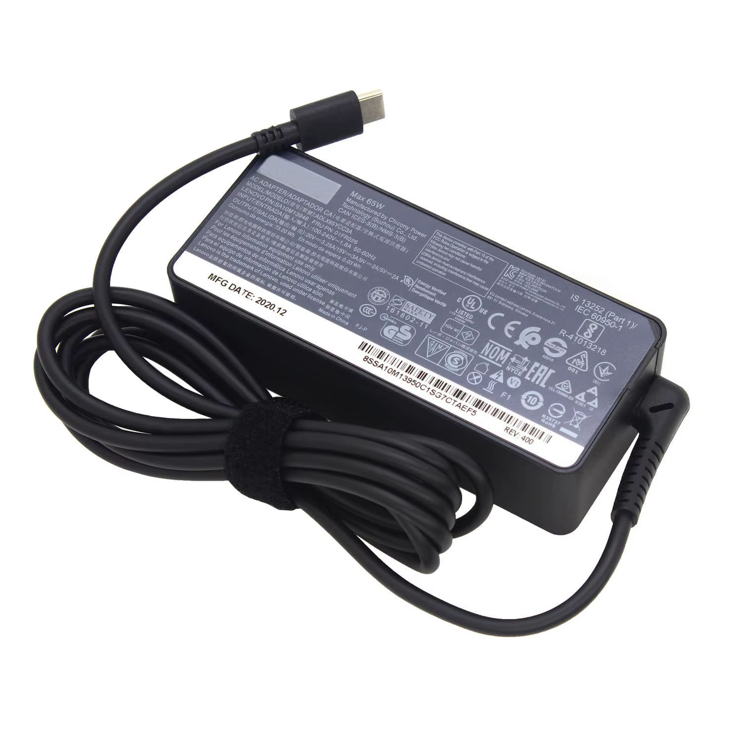 Vista frontal del cargador USB‑C 65W