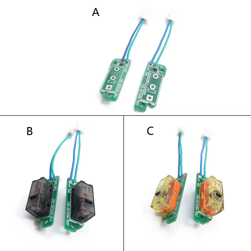 Vista frontal de las placas de microinterruptor