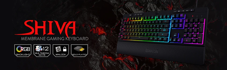 Teclado Redragon K512 Shiva RGB con reposamuñecas