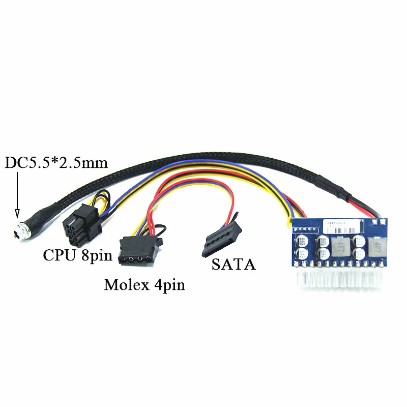 Vista frontal del módulo PICO‑PSU mostrando el conector ATX de 24 pines
