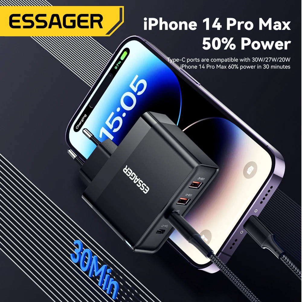 Essager Cargador GaN USB-C 100W para Portátil PD - imagen 5