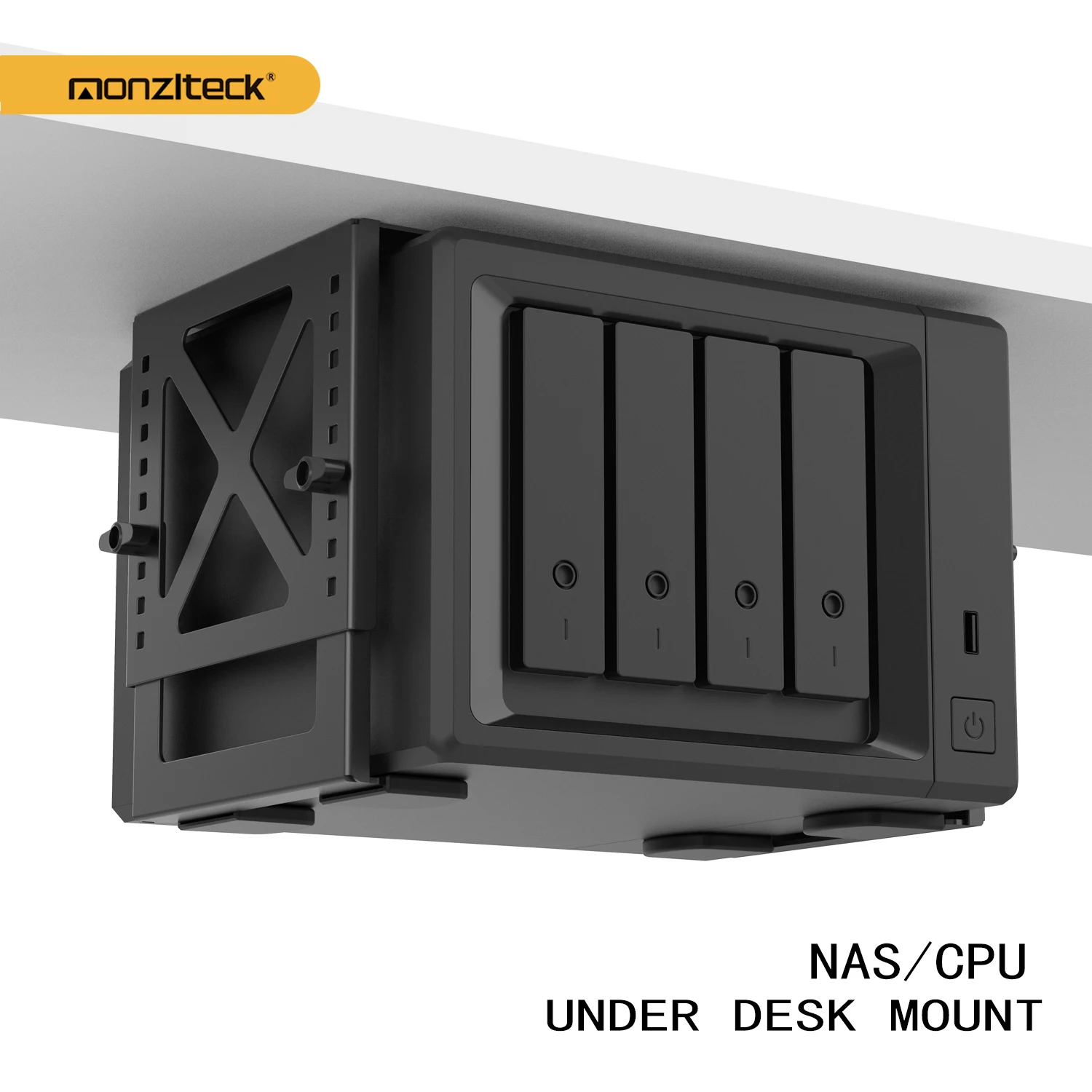 Soporte montaje ajustable bajo escritorio Monzlteck para PC NAS CPU UPS