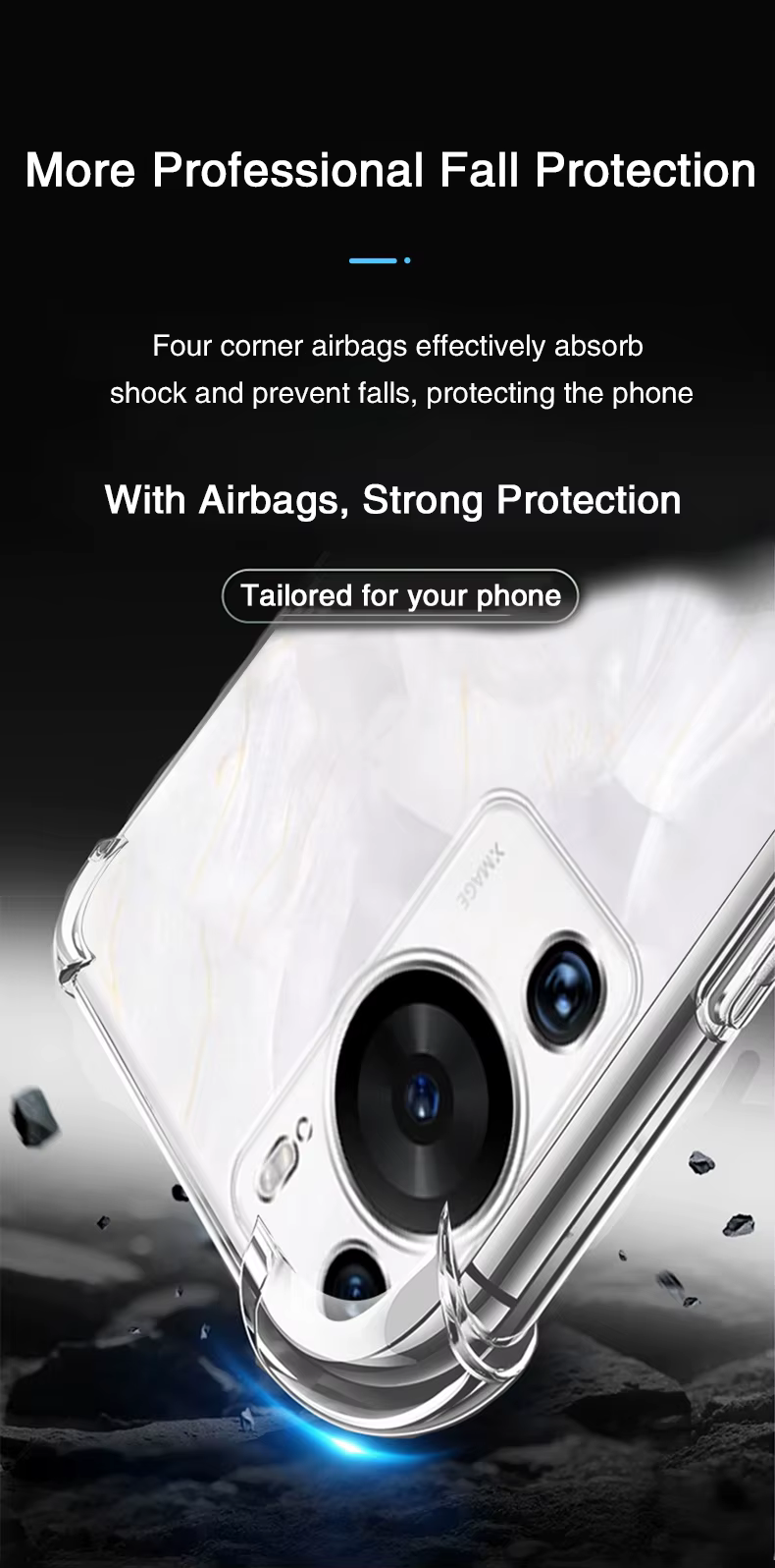 Funda Airbag transparente para Huawei P60 Pro