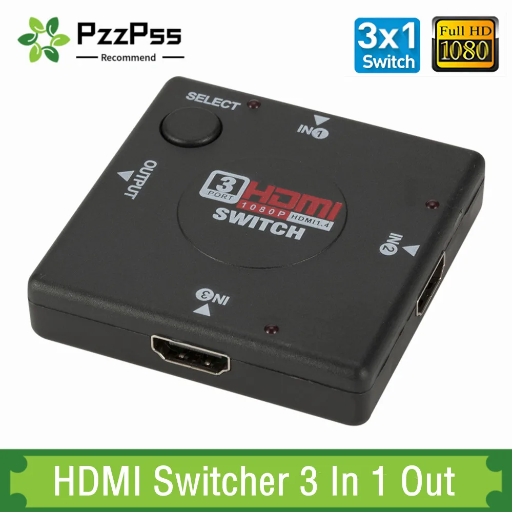 Conmutador HDMI 3 en 1 vista frontal
