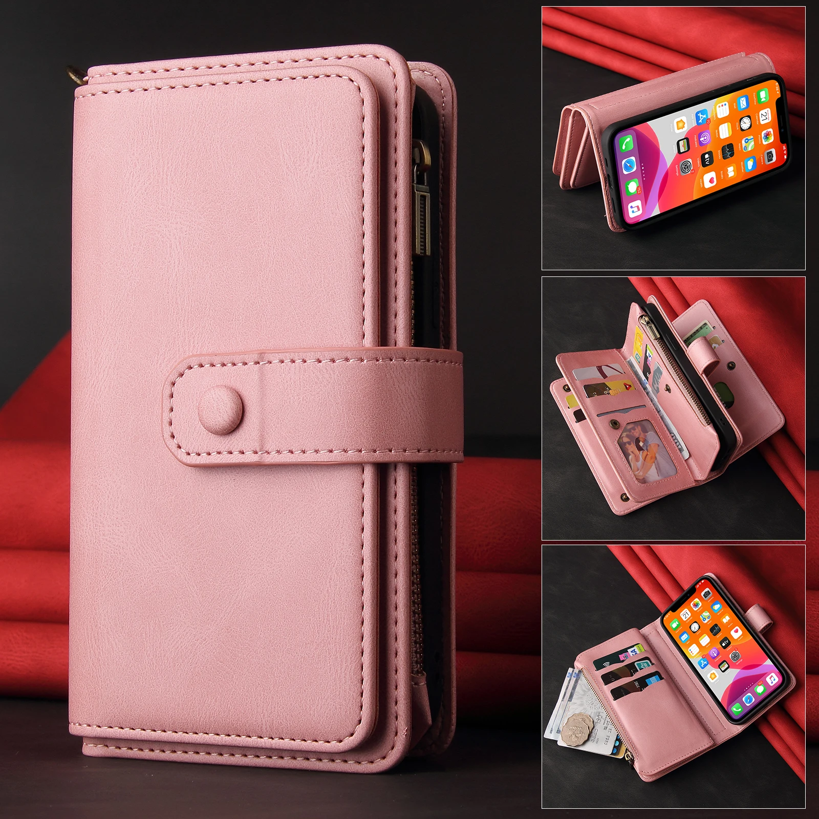 Funda de cuero OPPO con compartimentos