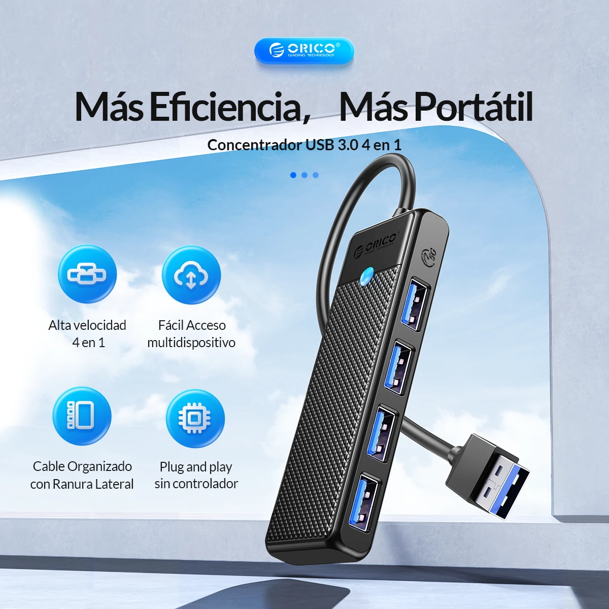 Concentrador USB 3.0 ORICO con cables
