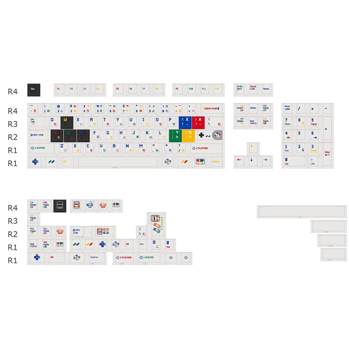 Juego de teclas blancas Retro BINYEAE para teclado mecánico
