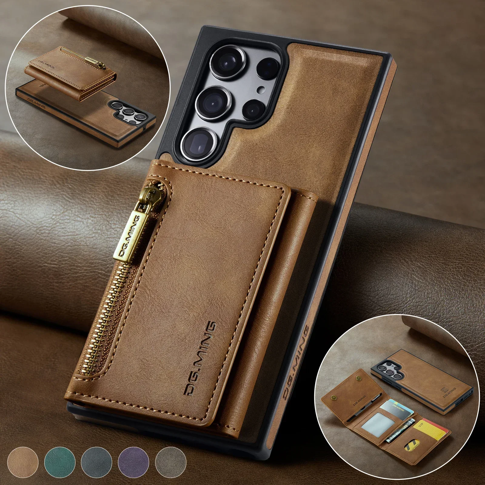Fundas Cartera Samsung S24 S23 S22 – Cuero RFID Cremallera Magnética - imagen 4