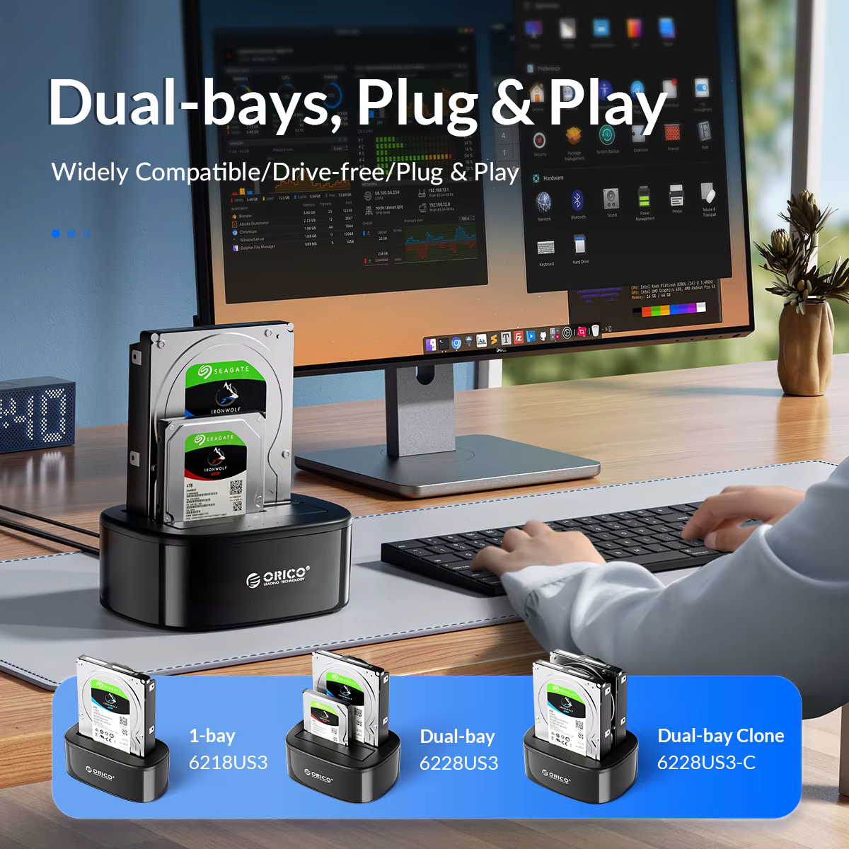 Conexiones traseras con puertos USB y alimentación