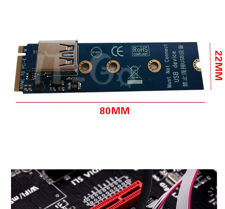 Estación de acoplamiento M.2 NVMe a PCI vista frontal