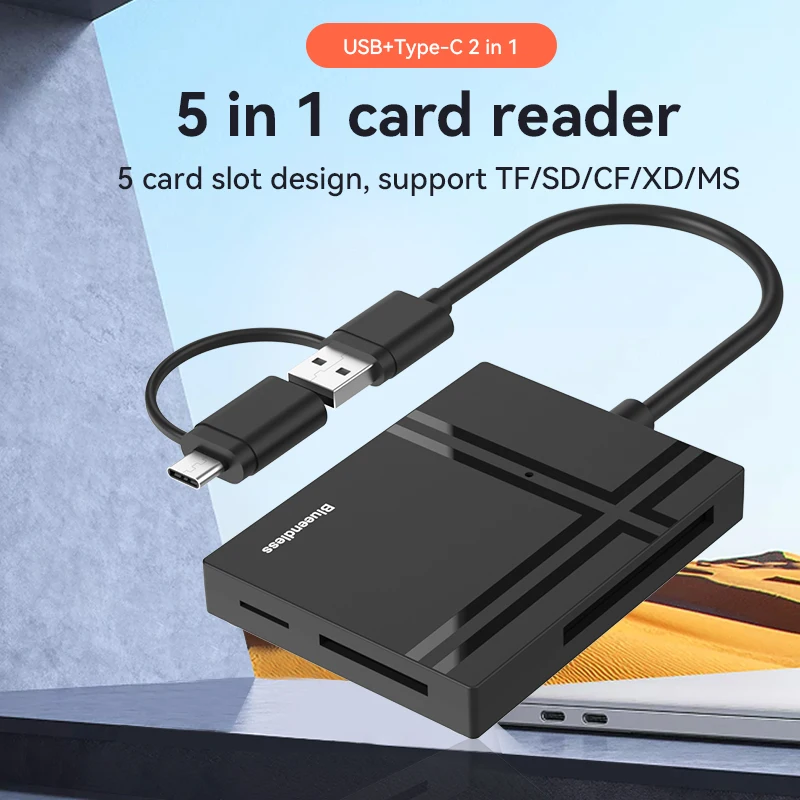 Blueendless Lector de Tarjetas USB-C TF/SD/CF/XD/MS