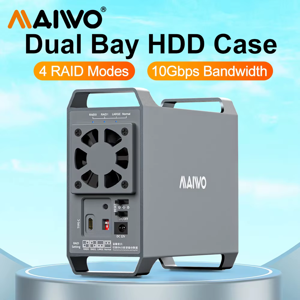 MAIWO Caja RAID Externa Doble Bahía para Discos SATA USB-C - imagen 5