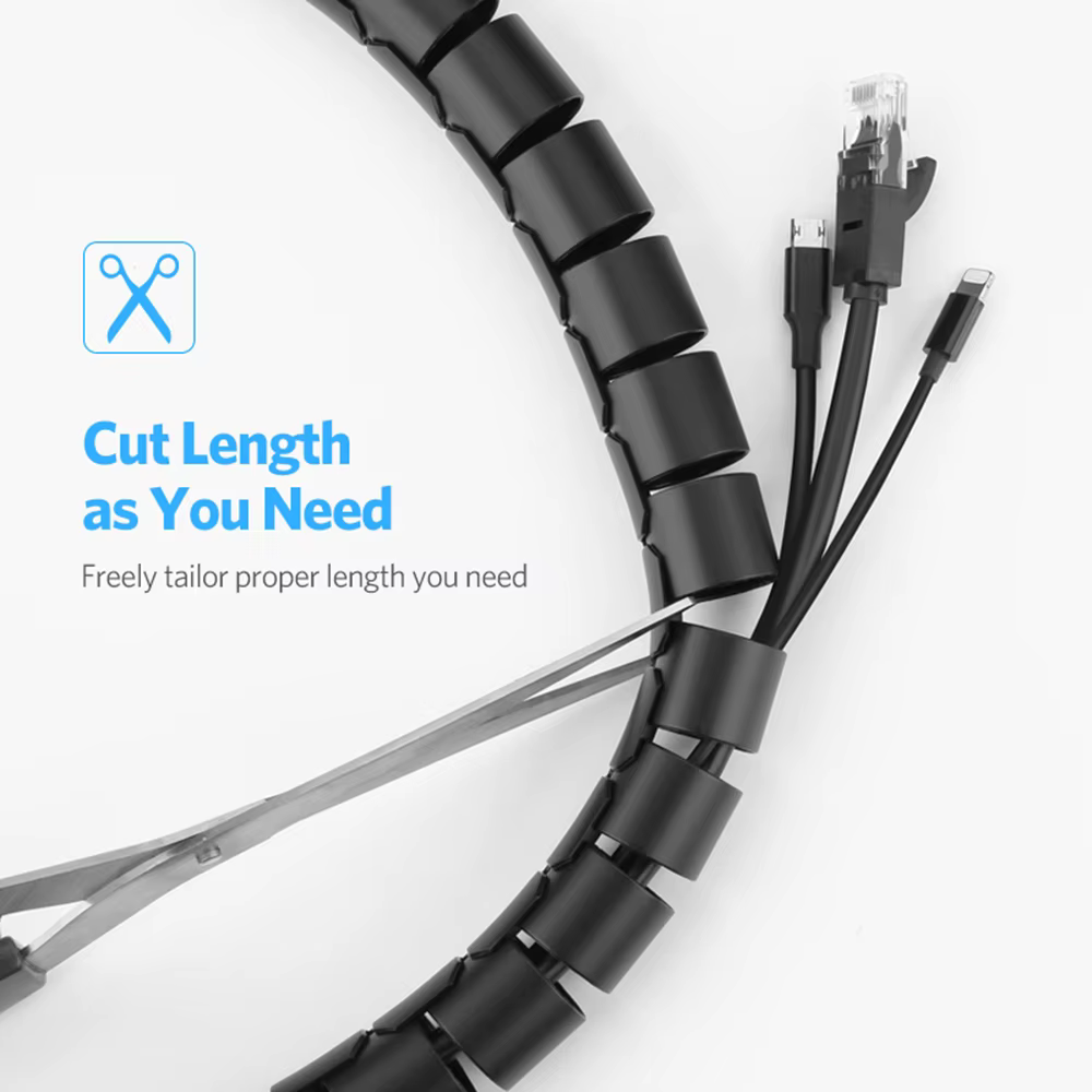 Organizador de cables en escritorio, 2m longitud