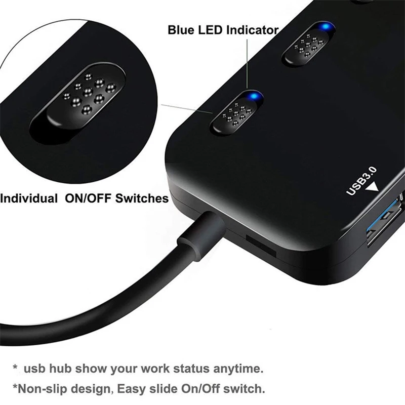 Hub USB 3.0 de 4 puertos con interruptores individuales - imagen 4