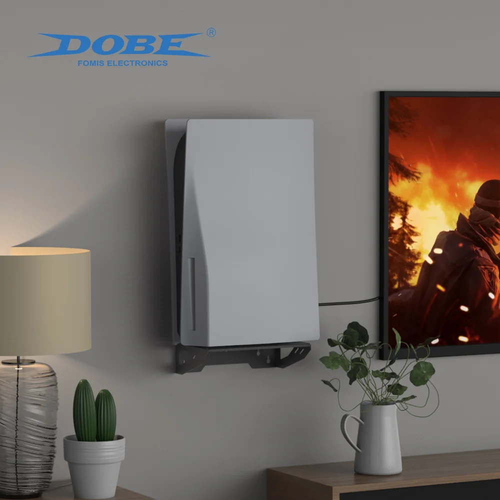 Soporte Pared PS5 Slim y Digital – DOBE Acero con Gancho Auriculares y Mando - imagen 3
