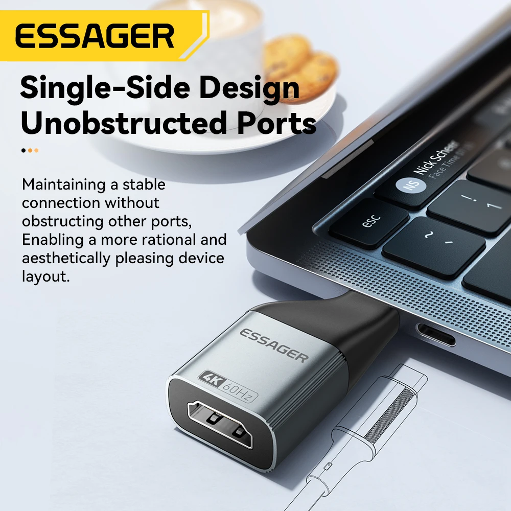Essager Adaptador USB-C a HDMI 8K 60Hz – 4K 120Hz para MacBook - imagen 2