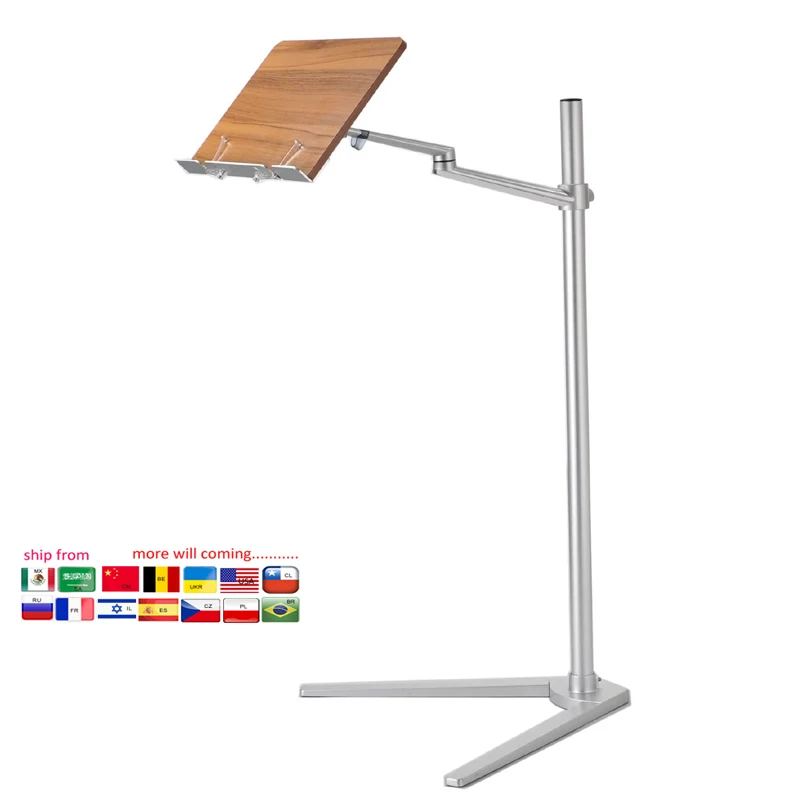 UP-8AW Soporte suelo lectura libro-tableta aluminio, altura ajustable