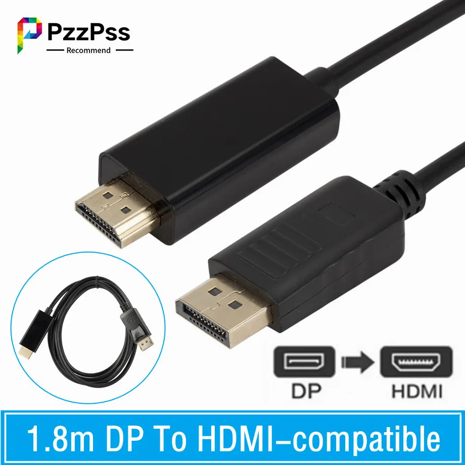 Cable adaptador DP a HDMI de 1,8 metros