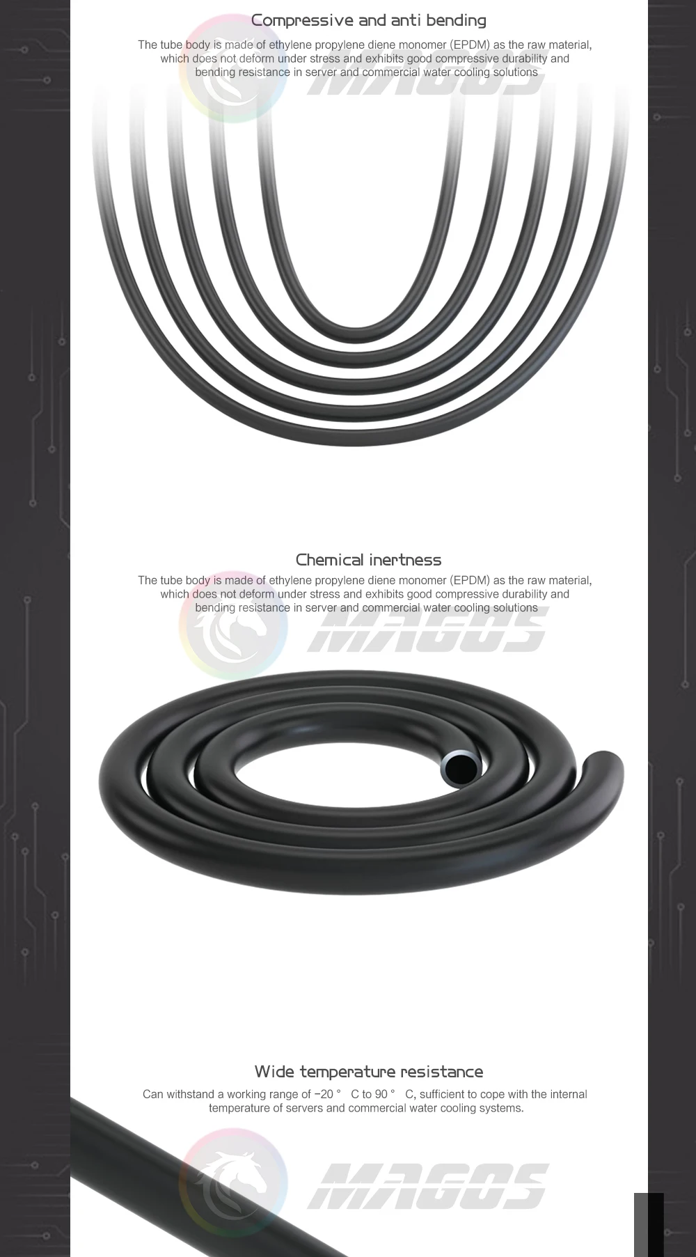 Detalle de flexibilidad de la manguera Barrow EPDM