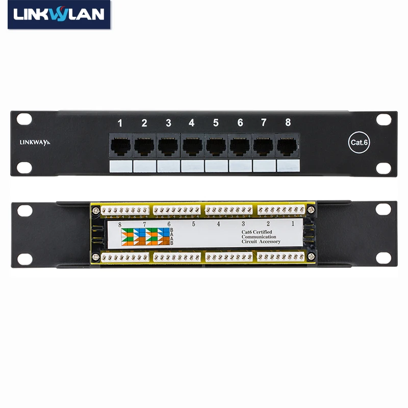 Linkwylan Panel CAT5e/CAT6 8 puertos 1U para bastidor 10 pulgadas
