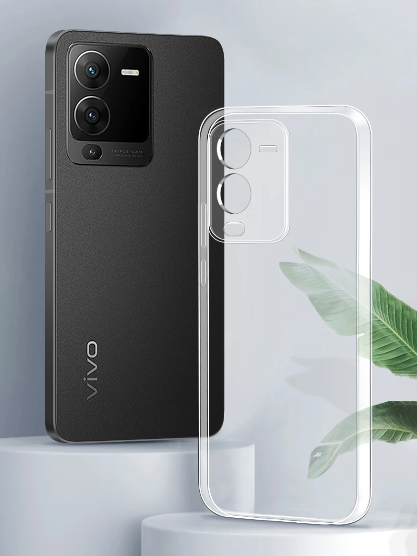 Vista frontal de la funda transparente TPU