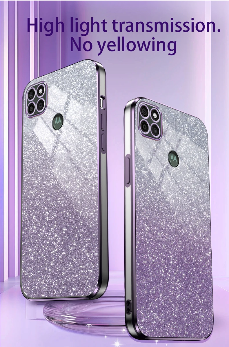 Vista posterior de la funda con efecto brillante