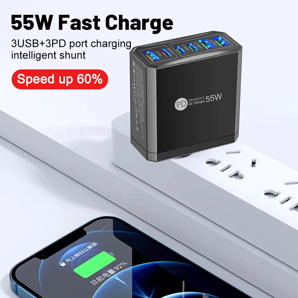 Cargador de viaje 55 W QC 3.0 con USB y Power Delivery - imagen 2