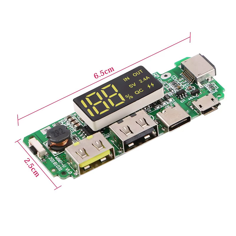 Detalle de conexiones USB del powerbank