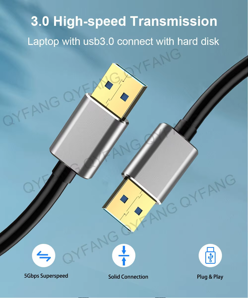 Cable USB 3.0 macho a macho FYRVW vista frontal