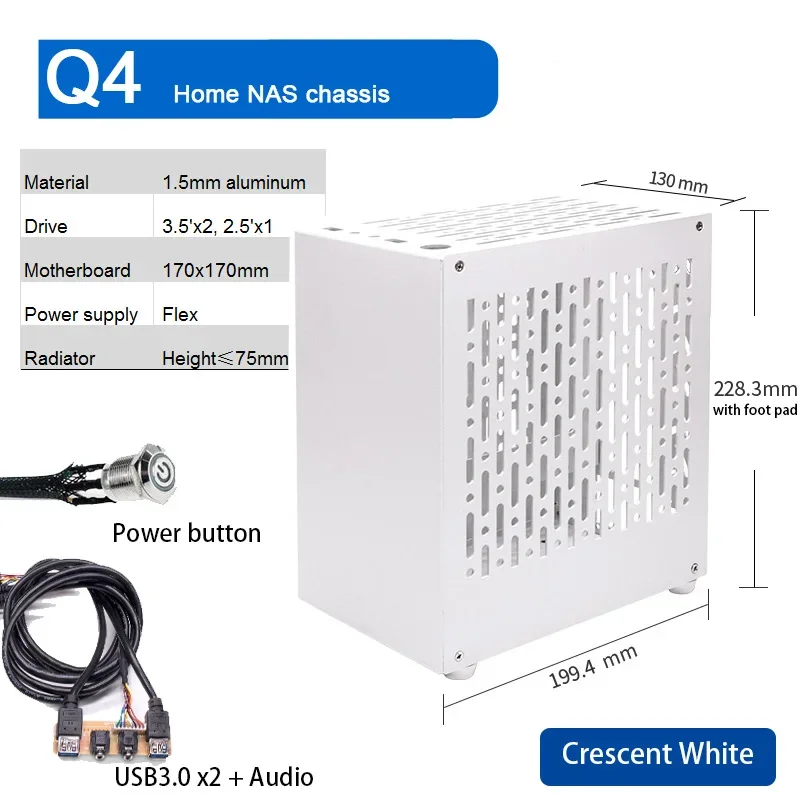 Chasis NAS Mini ITX ARSYLID Q4 – Aluminum 3.5" + 2.5" - imagen 3