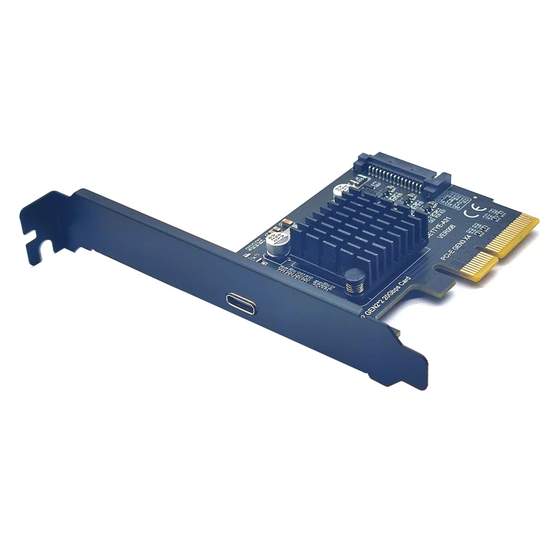 Tarjeta PCI Express USB-C 20Gbps vista frontal con puerto Type-C