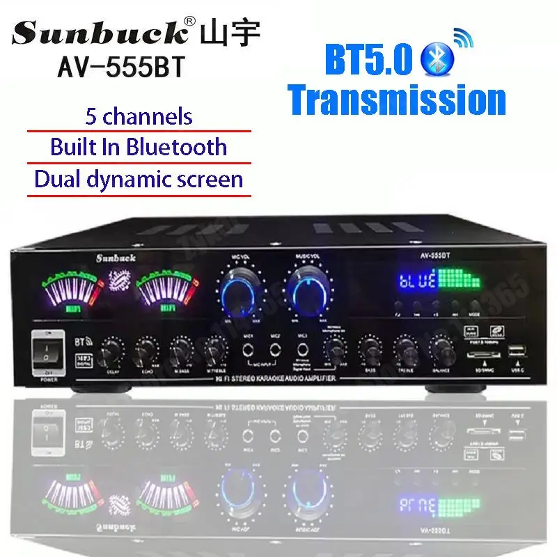 Amplificador de sonido digital con panel frontal iluminado